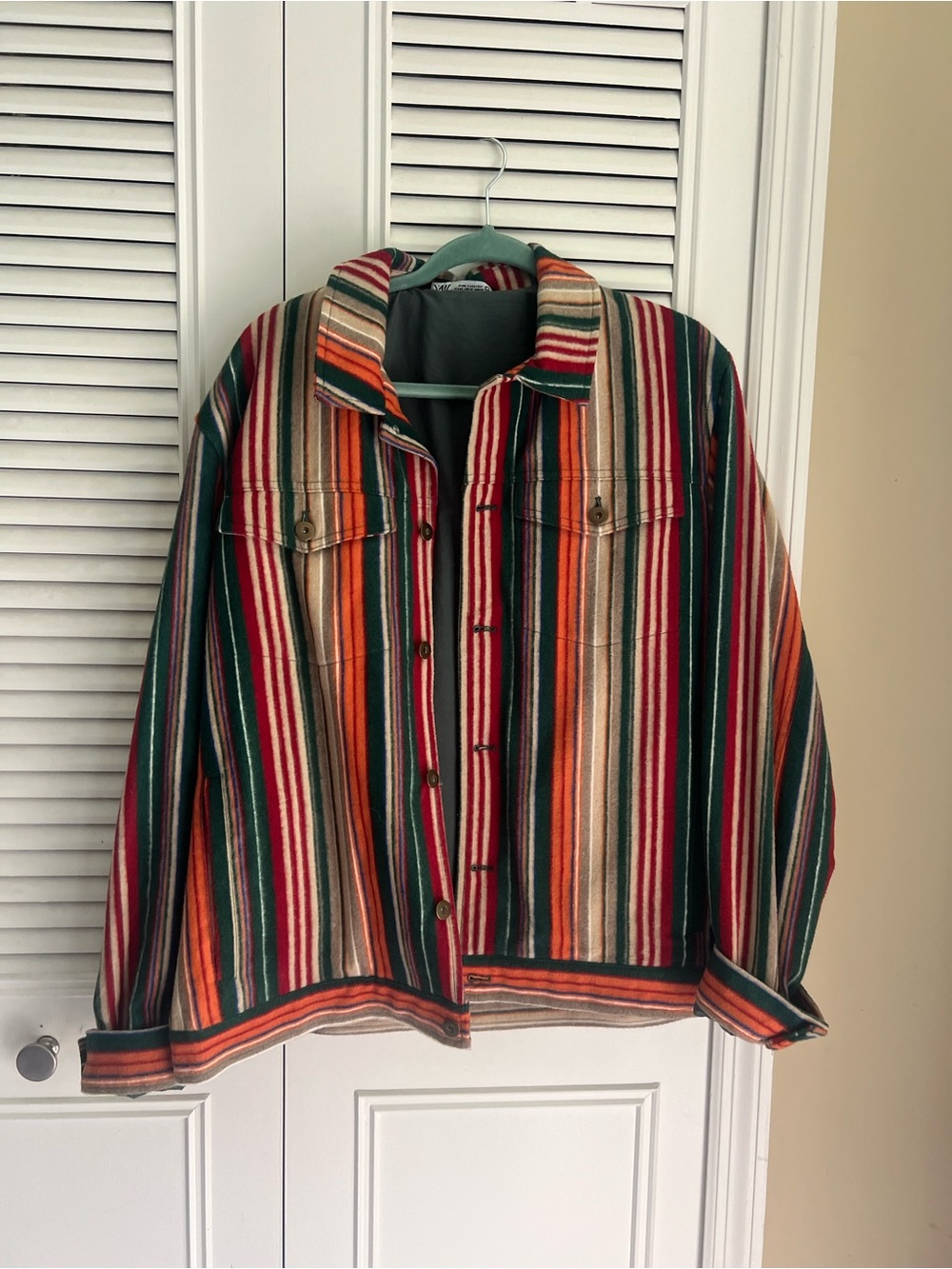 Men’s Zara XL Striped Multicolor Button-Up Jacket
